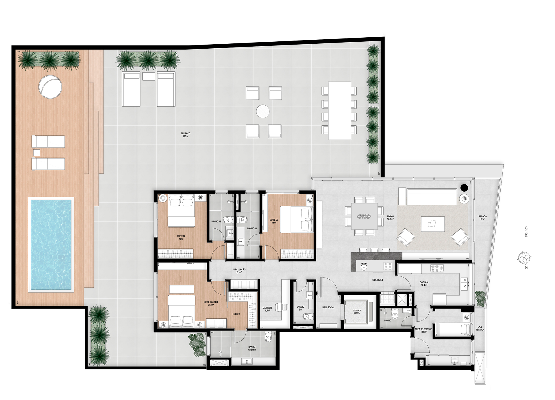 Apartamento Garden Final 02 | 3 Suítes + Gabinete