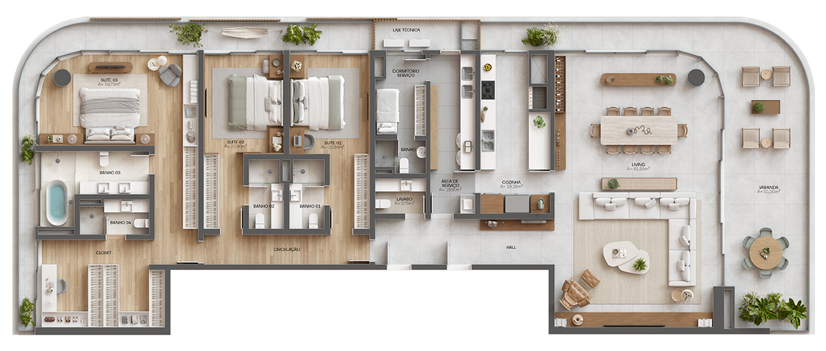 Torre Ártico | Apartamento Tipo Final 02 | 353m² | Opção Suíte Master Ampliada